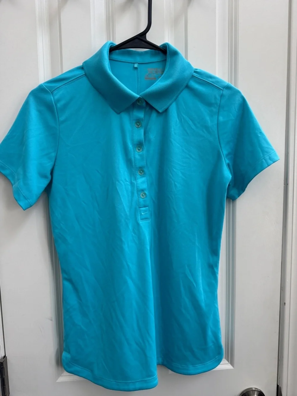 Nike DriFit Women's Turquoise Button-Down Polo Shirt